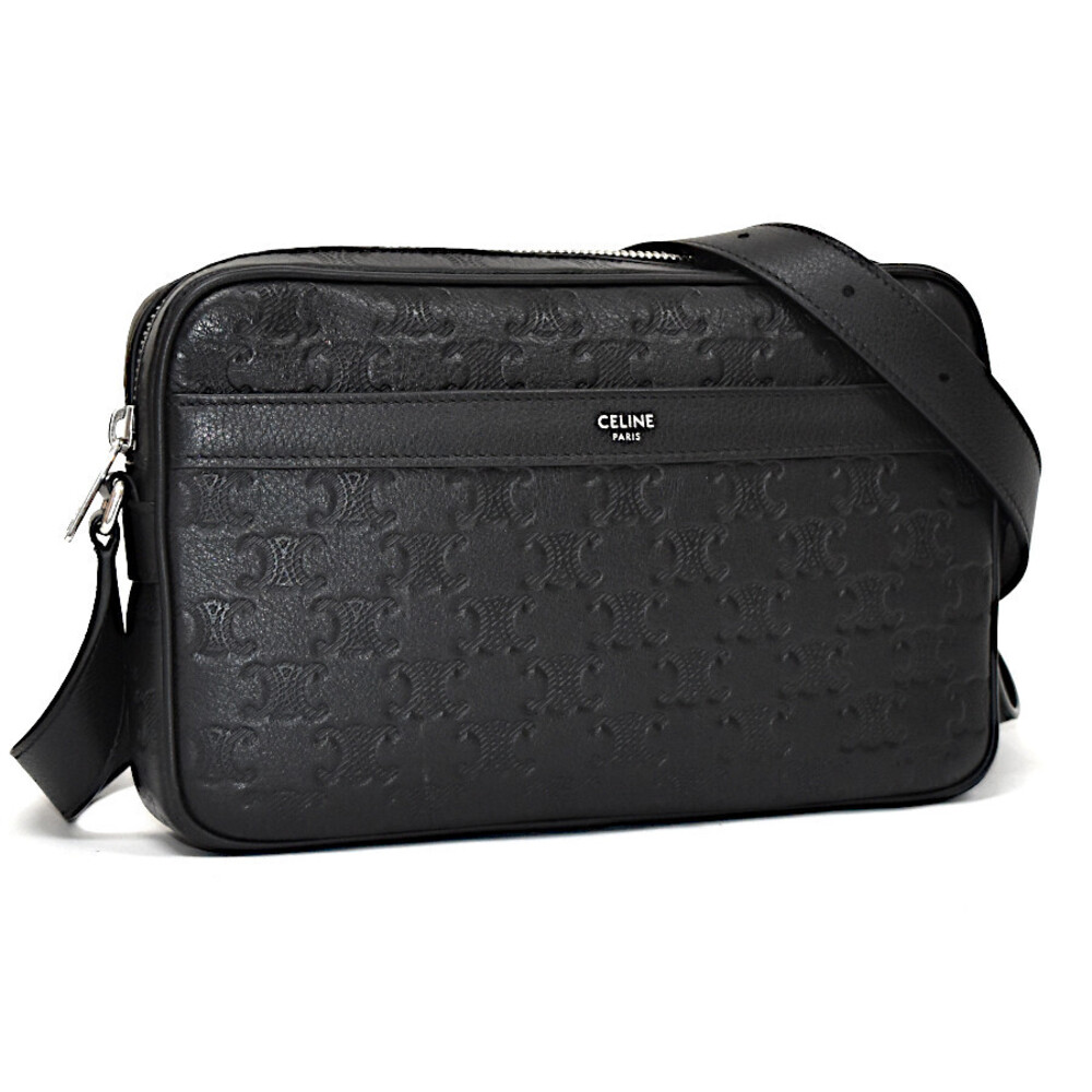 Celine Horizontal Shoulder Bag Triomphe Leather Black